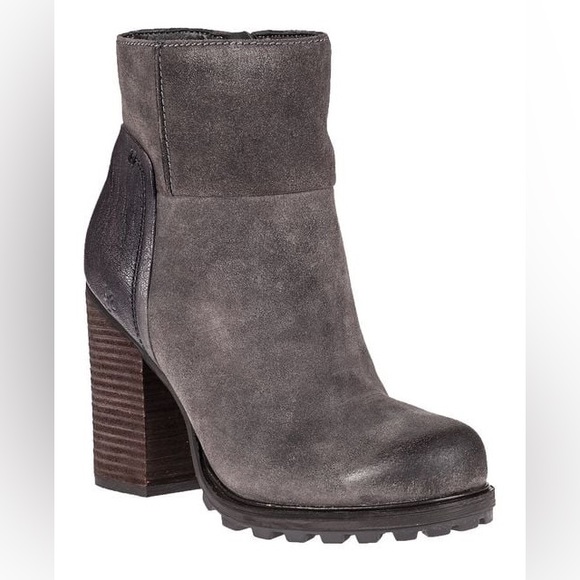 Sam Edelman Shoes - Sam Edelman Size 9 Franklin Gray Suede Lug Sole Heeled Booties